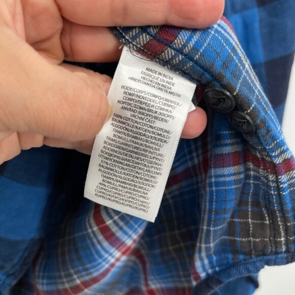 Polo Country Ralph Lauren Plaid Flannel Shirt Blue Black Men's Medium - Picture 5 of 7